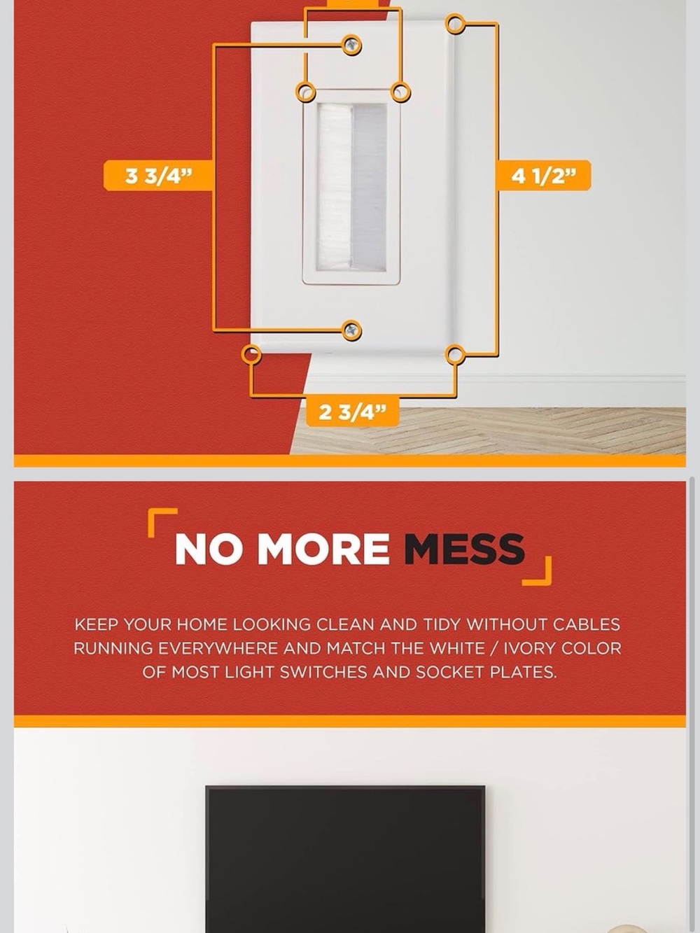 White Brush Style Wall Plate Cable Management System 10 pack NIP